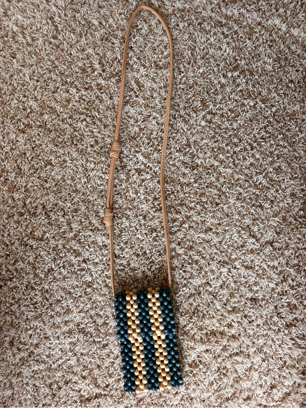 Target Beaded Crossbody Bag in Teal and Tan